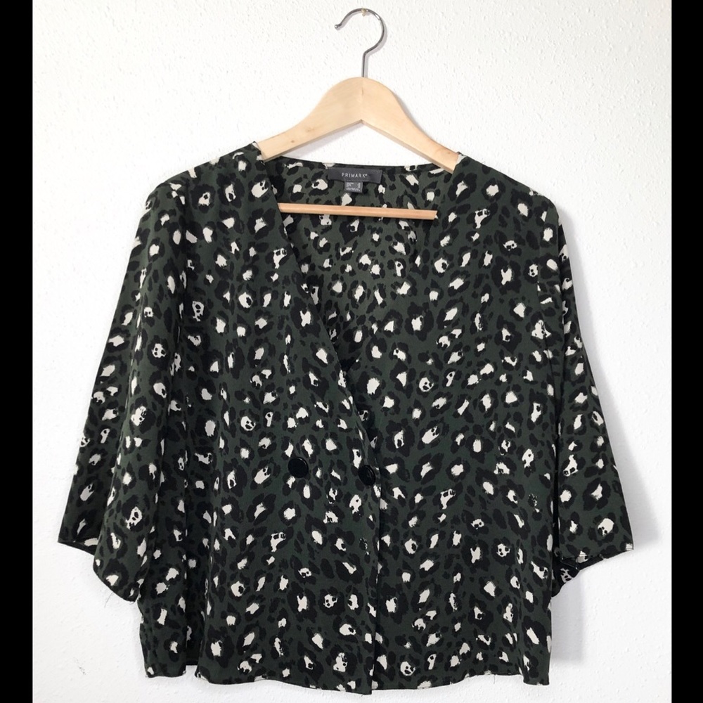 Primark Green Cheetah Blouse SZ12
